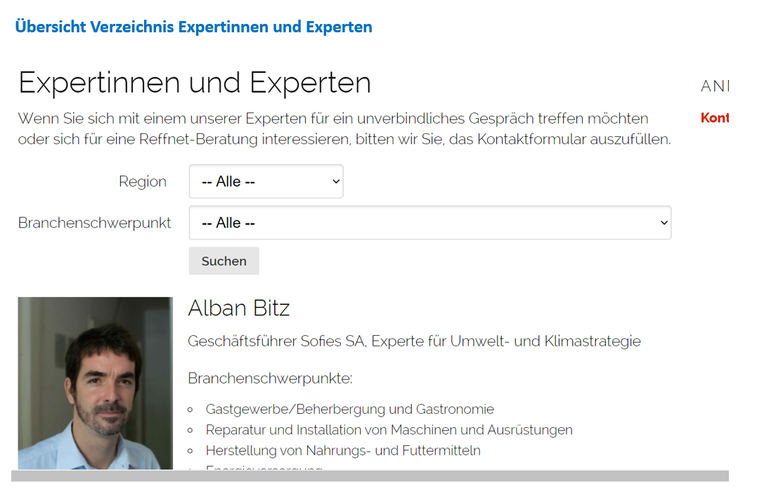 Übersicht Verzeichnis Expertinnen und Experten - Reffnet.ch