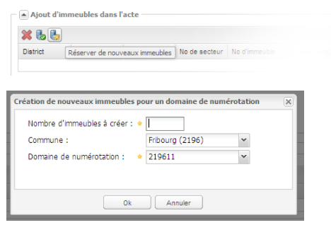 Insertion des immeubles dans le dossier
