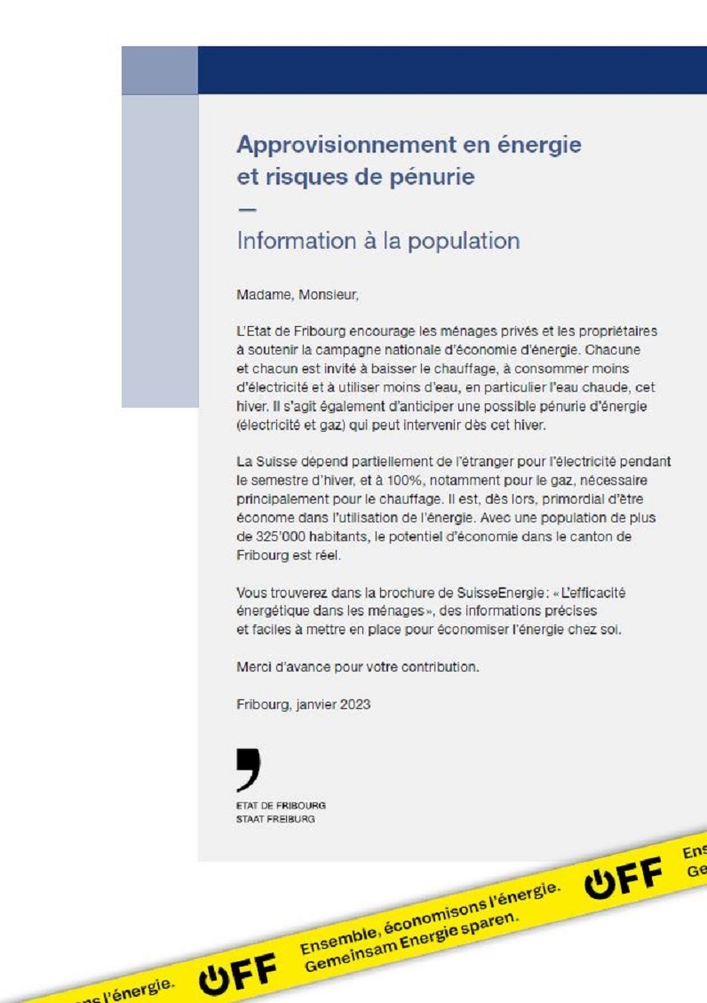 Image de la Une du document sur l'approvisionnement en énergie et risques de pénurie — Information à la population