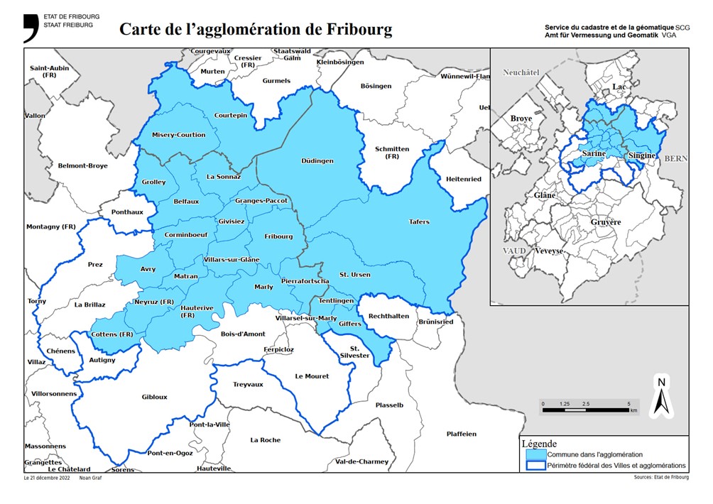 Périmètre cantonal de l'agglomération de Fribourg