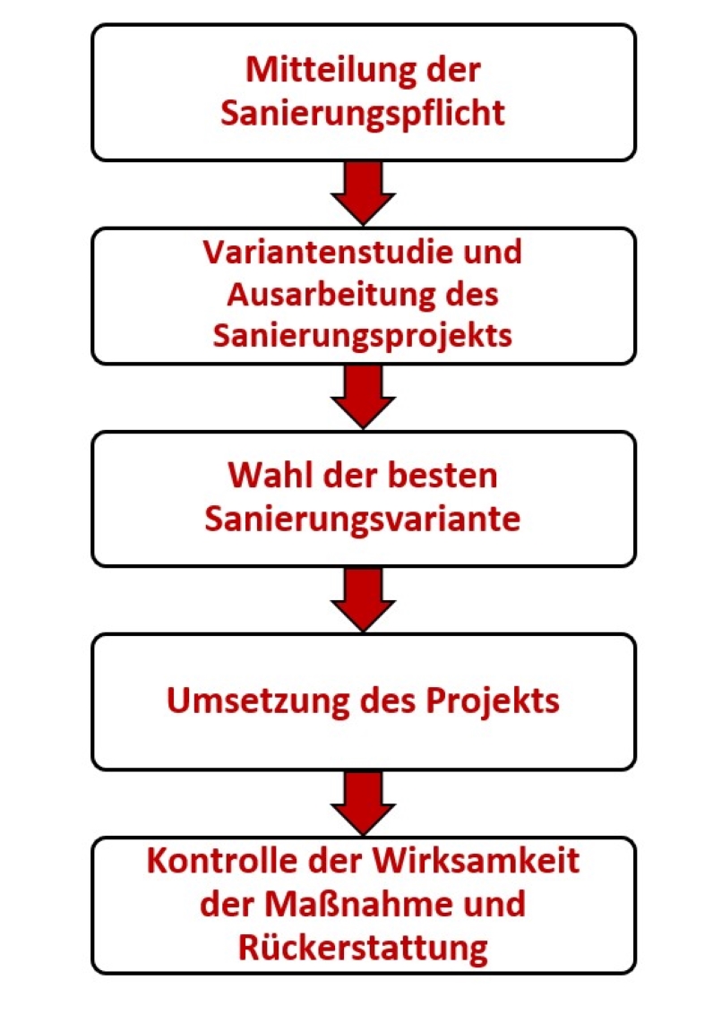 Zusammenfassung des Verfahrens zur Sanierung von Hindernissen im Zusammenhang mit der Nutzung der Wasserkraft