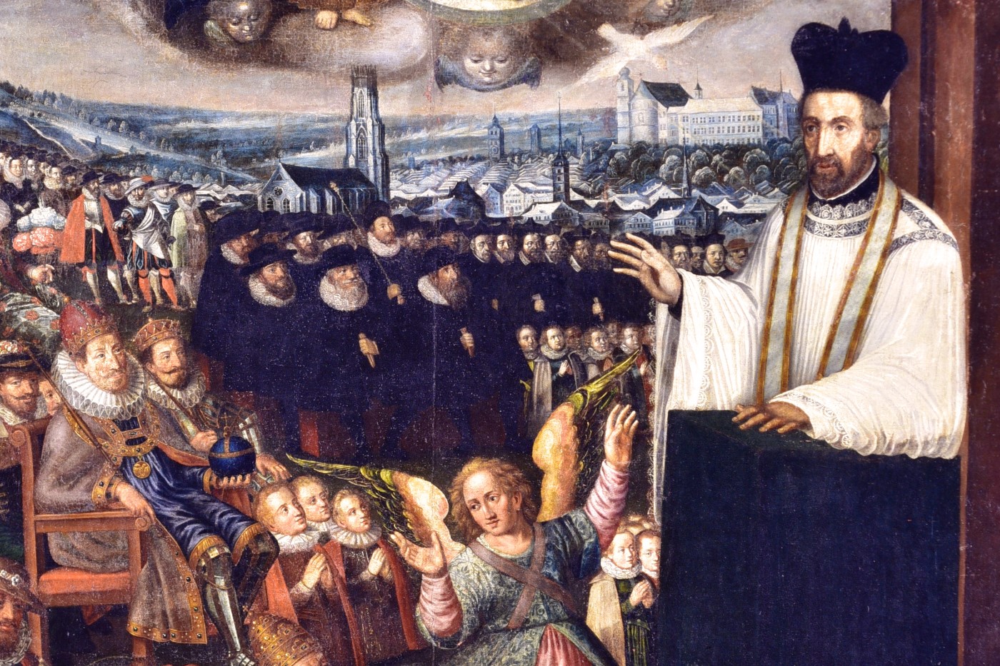 Détail du tableau de la Prédication de saint Pierre Canisius