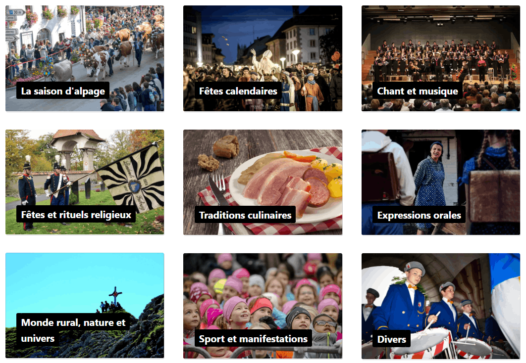 Catégories de l'inventaire traditions vivantes