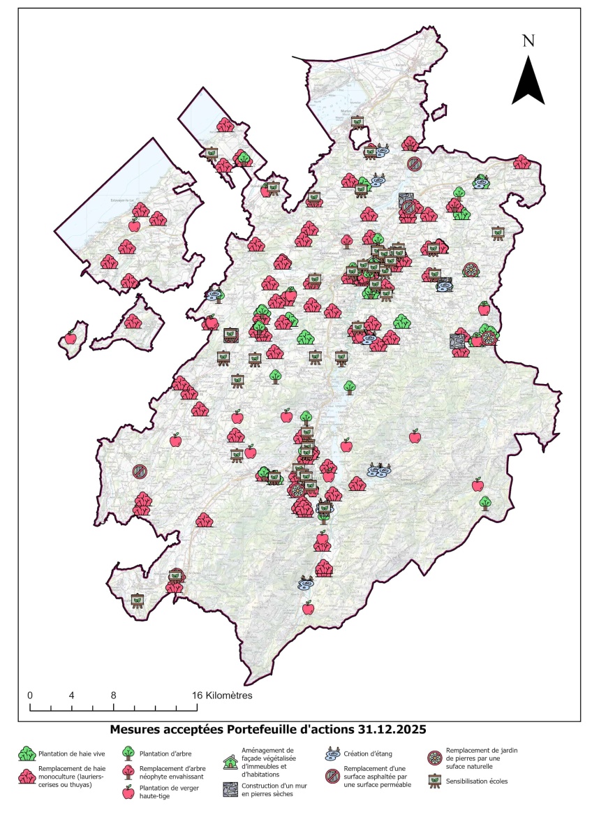 Carte des mesures subventionnées par le portefeuille d'actions