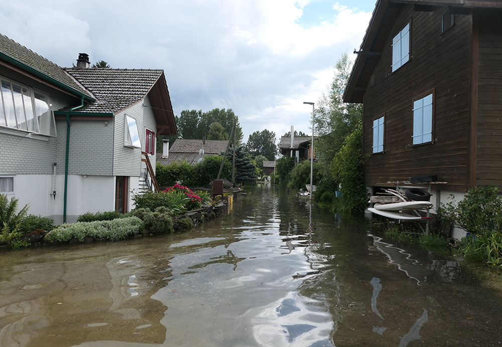 Hochwasser am Neuenburgersee, Estavayer, 16. Juli 2021