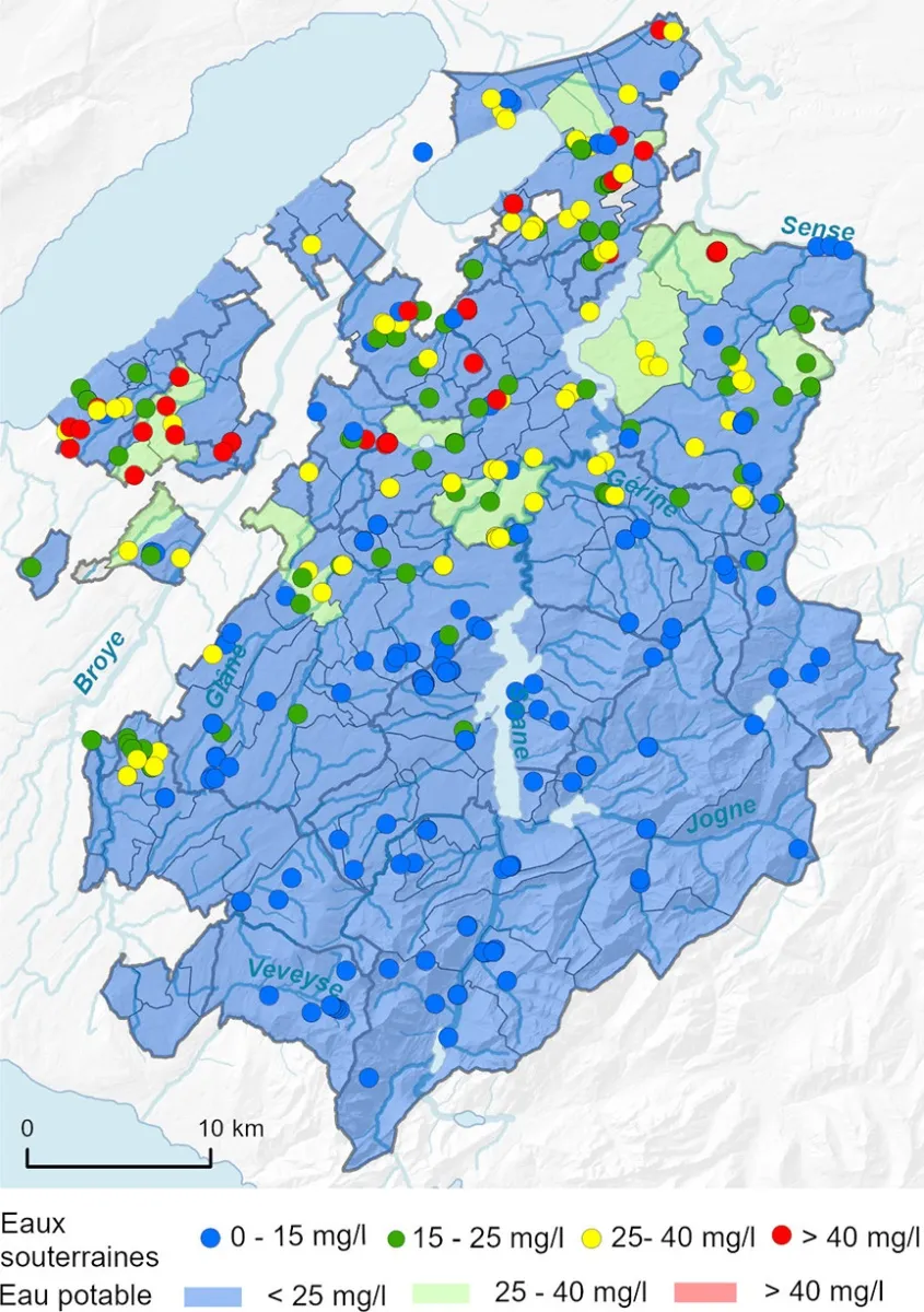 Nitrates dans les eaux souterraines et dans l’eau potable (2023-2024)