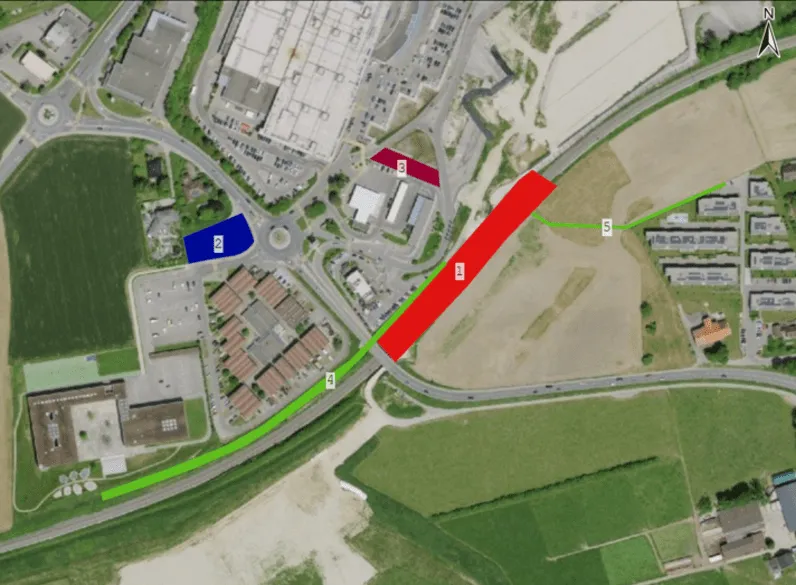 Luftaufnahme eines Gebiets von Avry-Matran