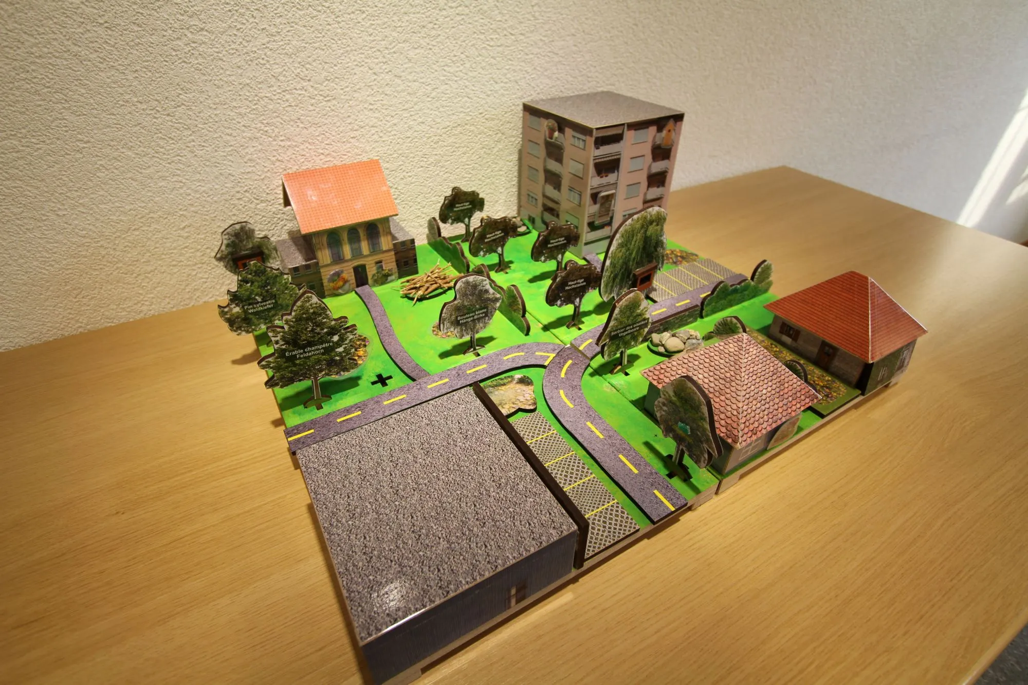 Modell mit Beispielen von subventionierten Massnahmen des Aktionsportfolios zur Förderung der Biodiversität im Siedlungs