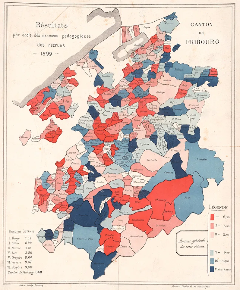 Statistische Karte des Kantons Freiburg 