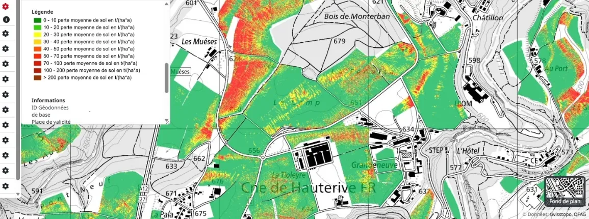 Carte du risque de perte quantitative de terre