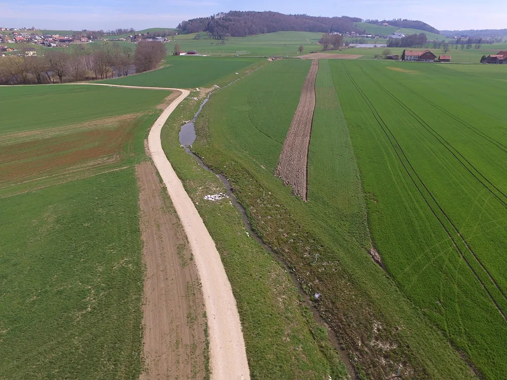 Le Palon après les travaux de remise à ciel ouvert. Prez, 2018