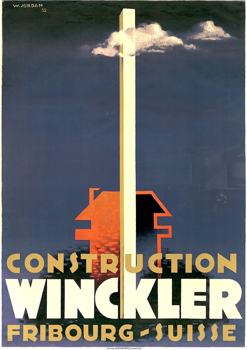 Affiche "Construction Winckler Fribourg-Suisse".  BCU. Collection d'affiches