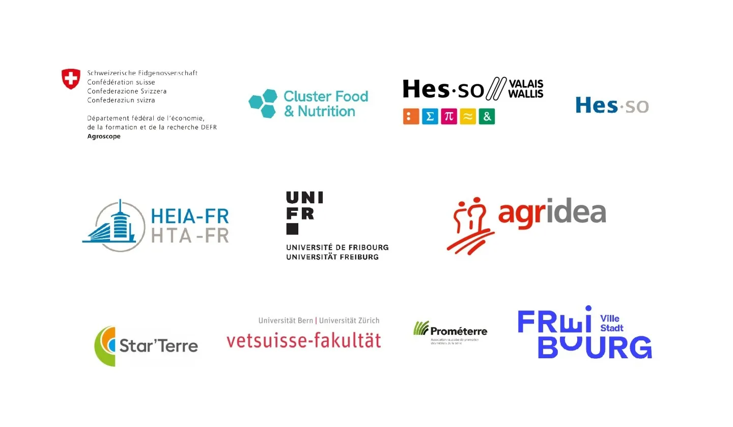 Halle de technologie entreprises confiance - Agroscope, Cluster Food & Nutrition, plusieurs hautes écoles spécialisées et universités, AGRIDEA, Star'Terre, Prométerre, la Ville de Fribourg...