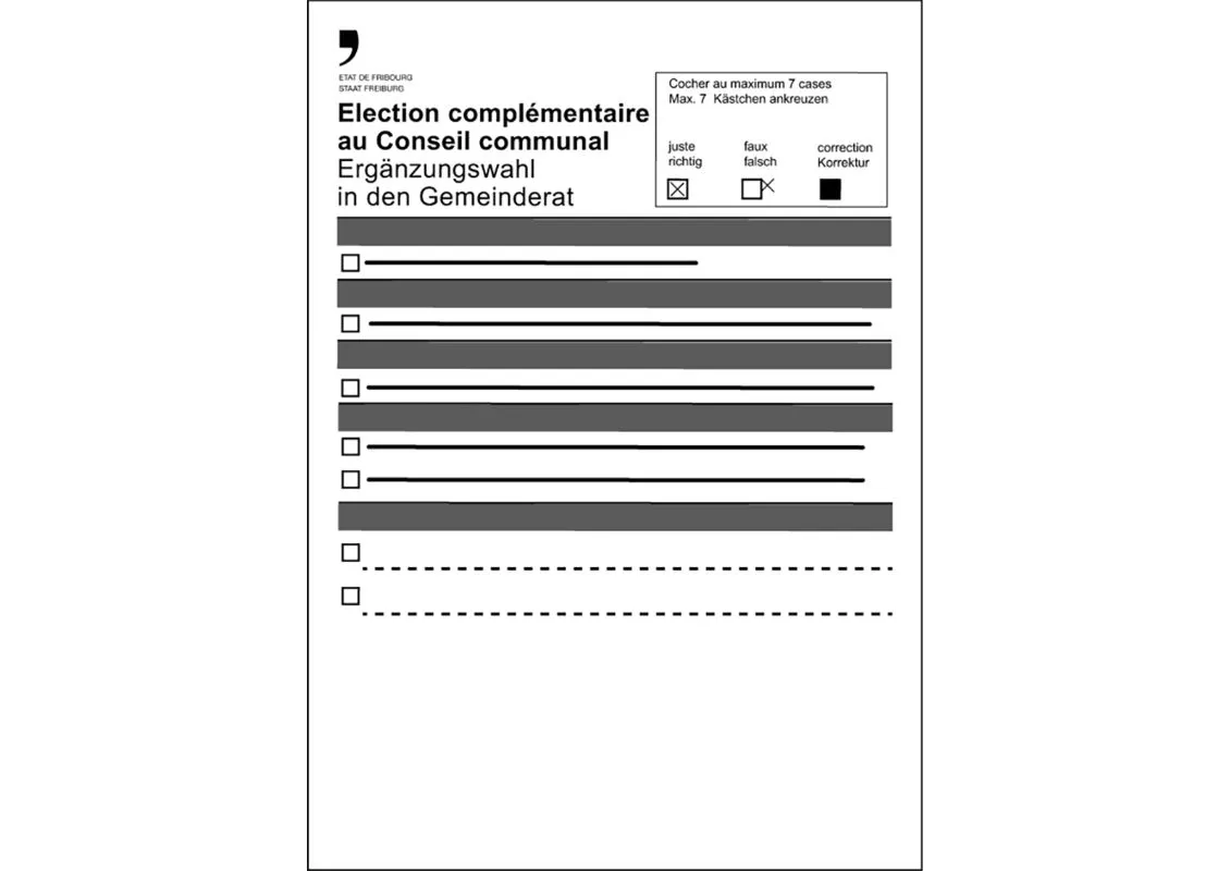 Amtlichen Wahlzettel zum Ankreuzen und Ausfüllen