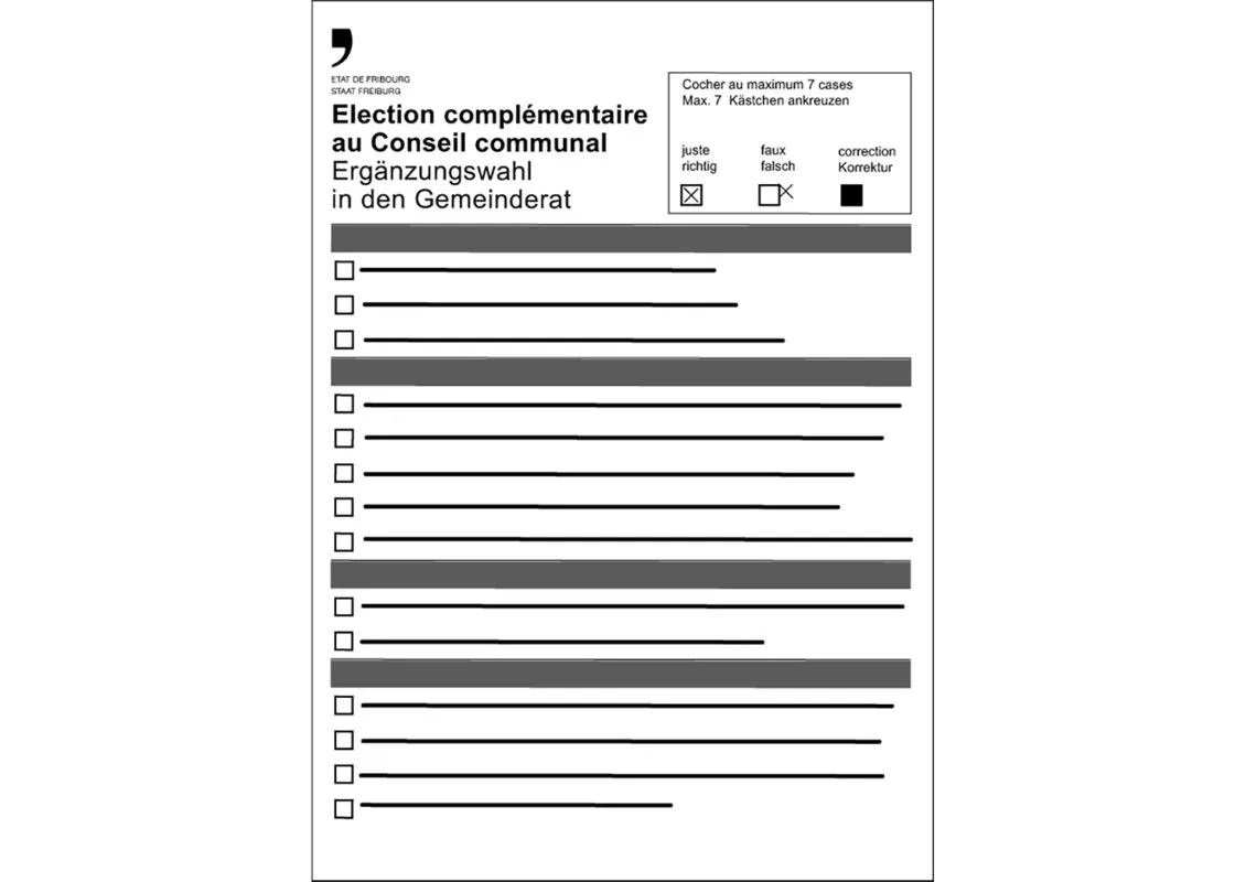 Amtlicher Wahlzettel zum Ankreuzen