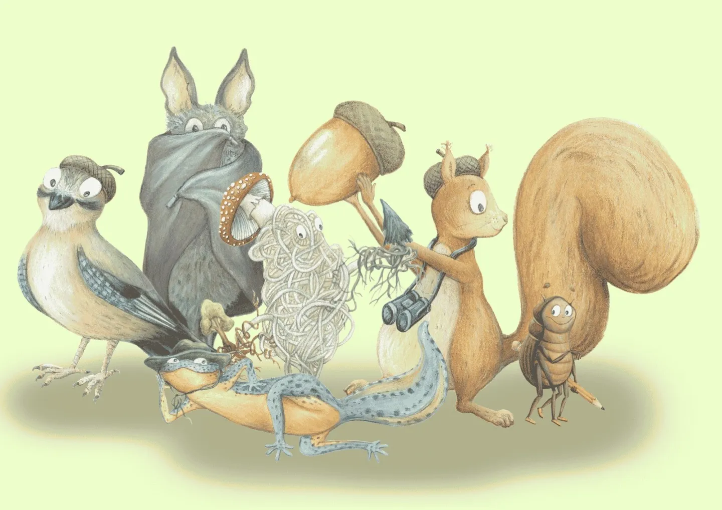 Maskottchen «Hütte der Fledermaus» und «im Wald meines Herzens»