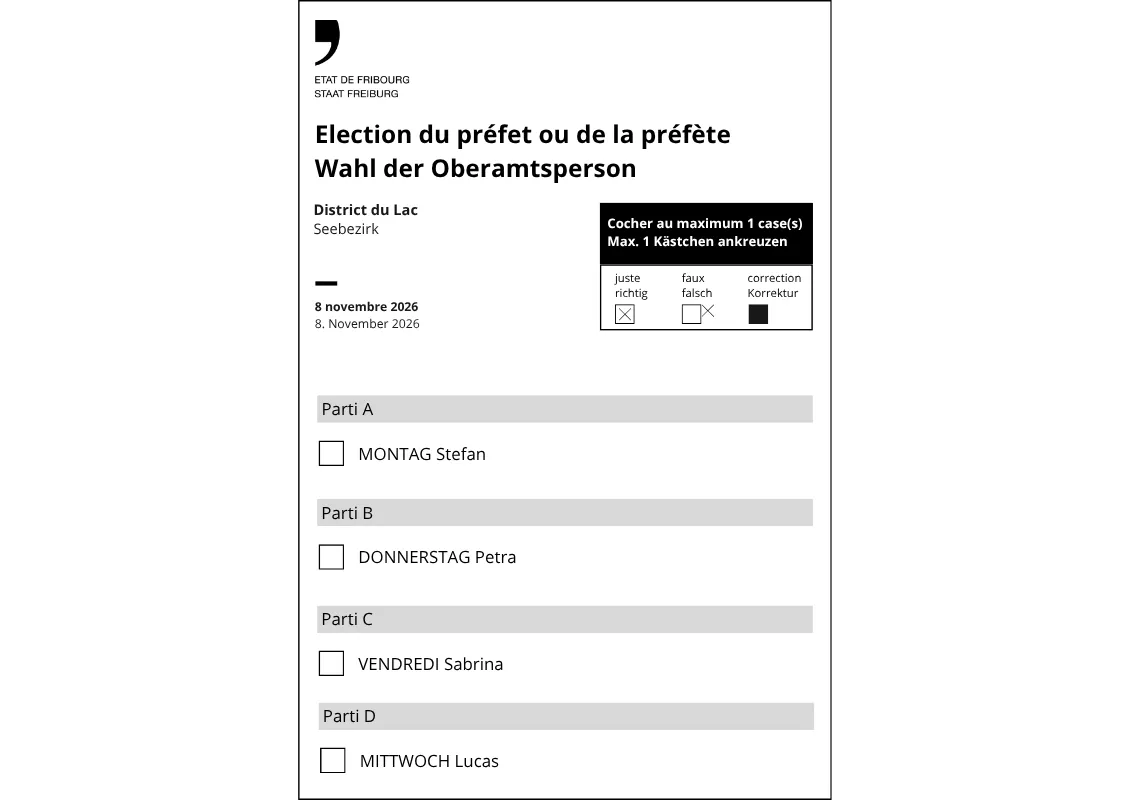 Bulletin électoral officiel à cocher - Préfecture