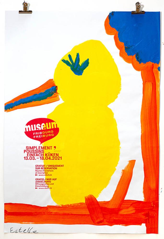 Une des affiches de l'exposition "Simplement Poussins"