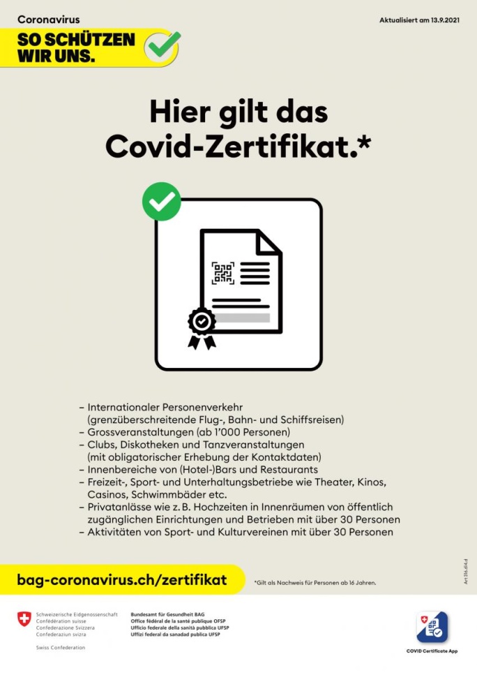 Hier gilt das Covid-Zertikat