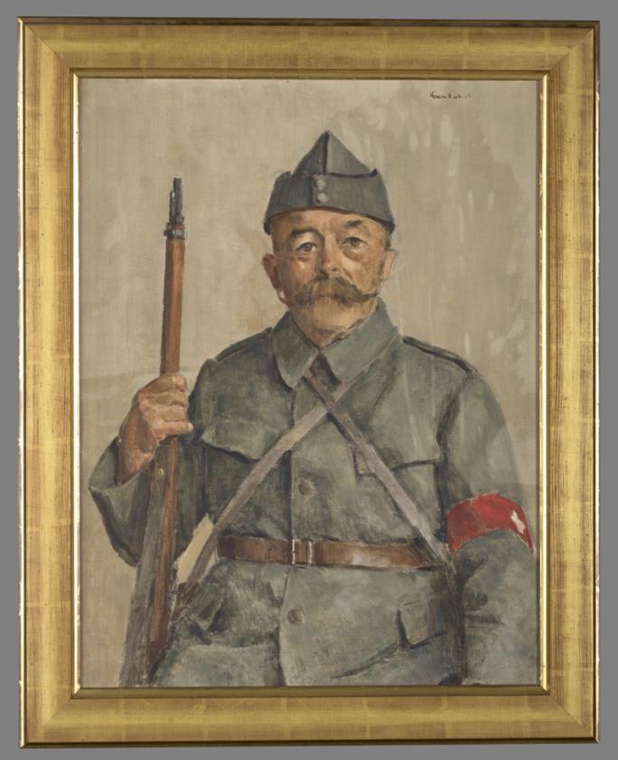 Ernest Hiram Brülhart, Portrait d'un soldat suisse, huile sur toile, 1900-1949