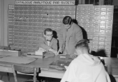 BCU, salle des catalogues sur fiches, Fribourg, 1954