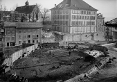Travaux précédant la construction de la BCU en haut du Varis, Fribourg, 1907-1908