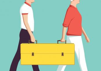 Deux personnes portent une valise à deux poignées - le job sharing permet de partager tâches et responsabilités
