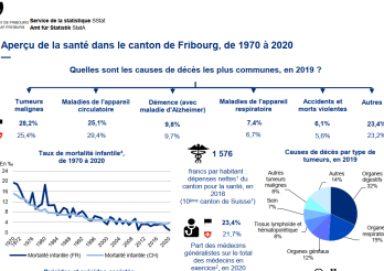 Aperçu de la santé dans le canton de Fribourg, de 1970 à 2020