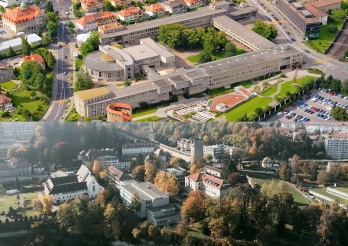 Vue aérienne de l'UniFR et de la HEP|PH FR 