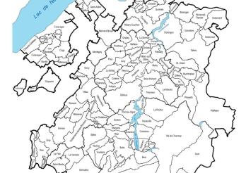 Carte des communes du canton de Fribourg 2022