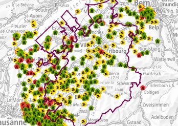 Capture d'écran du portail carto montrant les annonces de frelons asiatiques