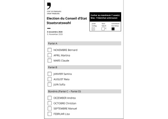 Amtlicher Wahlzettel zum Ankreuzen - Staatsrat