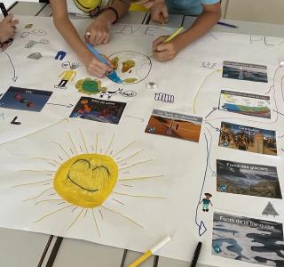 Des élèves participent à un atelier de la Fresque du Climat