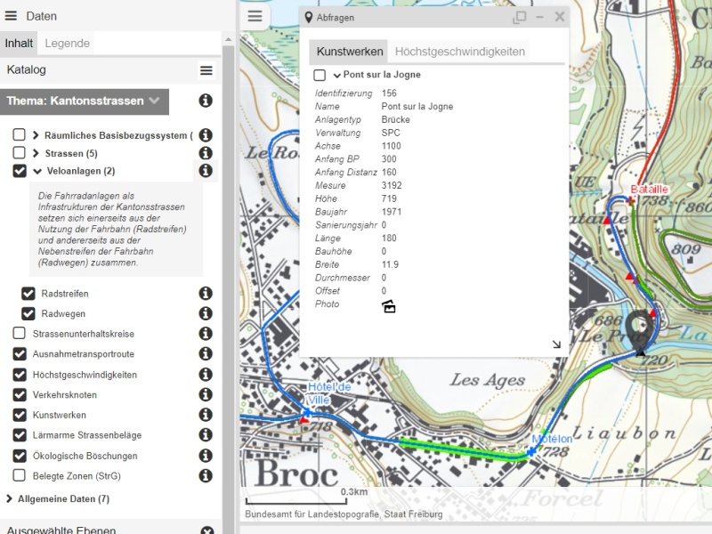 Online-Karten – Thema "Kantonsstrassen"