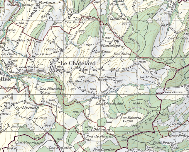 Image de la Commune Le Châtelard tirée du portail cartographique