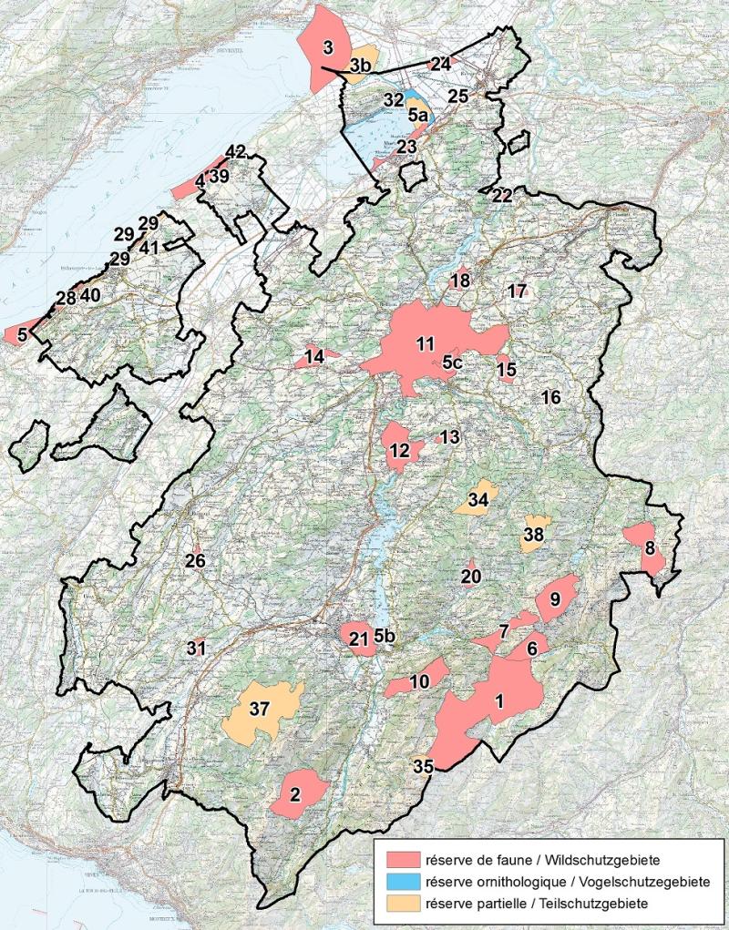 Carte des réserves cantonales