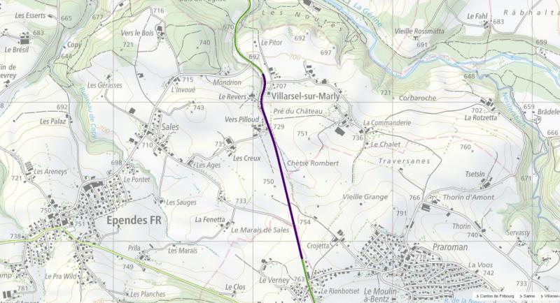 travaux de réaménagement de la route cantonale entre Villarsel-sur-Marly et Ferpicloz