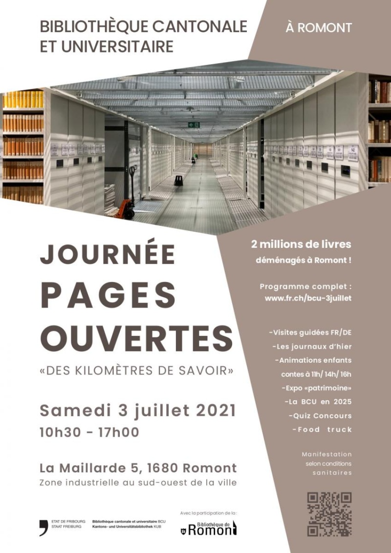 L'affiche de la Bibliothèque cantonale et universitaire qui concerne la Journée Pages ouvertes