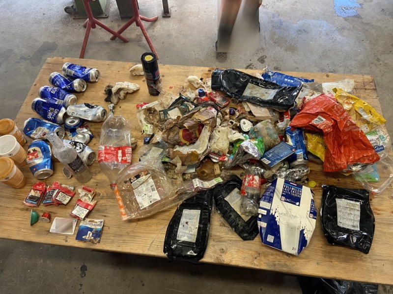 Il déverse une vingtaine de sacs-poubelle dans la rivière de la Neirivue / Er wirft zwanzig Müllsäcke in den Fluss Neirivue