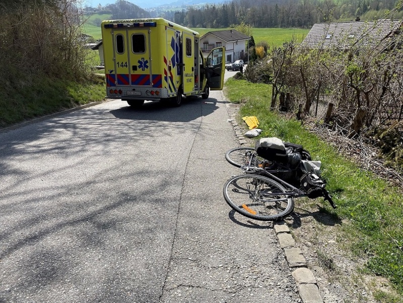 Une cycliste se blesse grièvement à Tentlingen