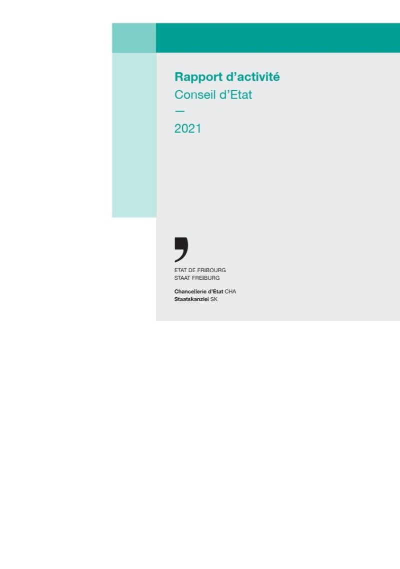 Page de couverture du rapport d'activité du Conseil d'Etat 2021