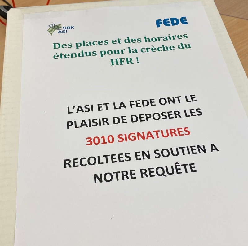 Petition für «Mehr Plätze und erweiterte Öffnungszeiten für die Krippe des HFR!»