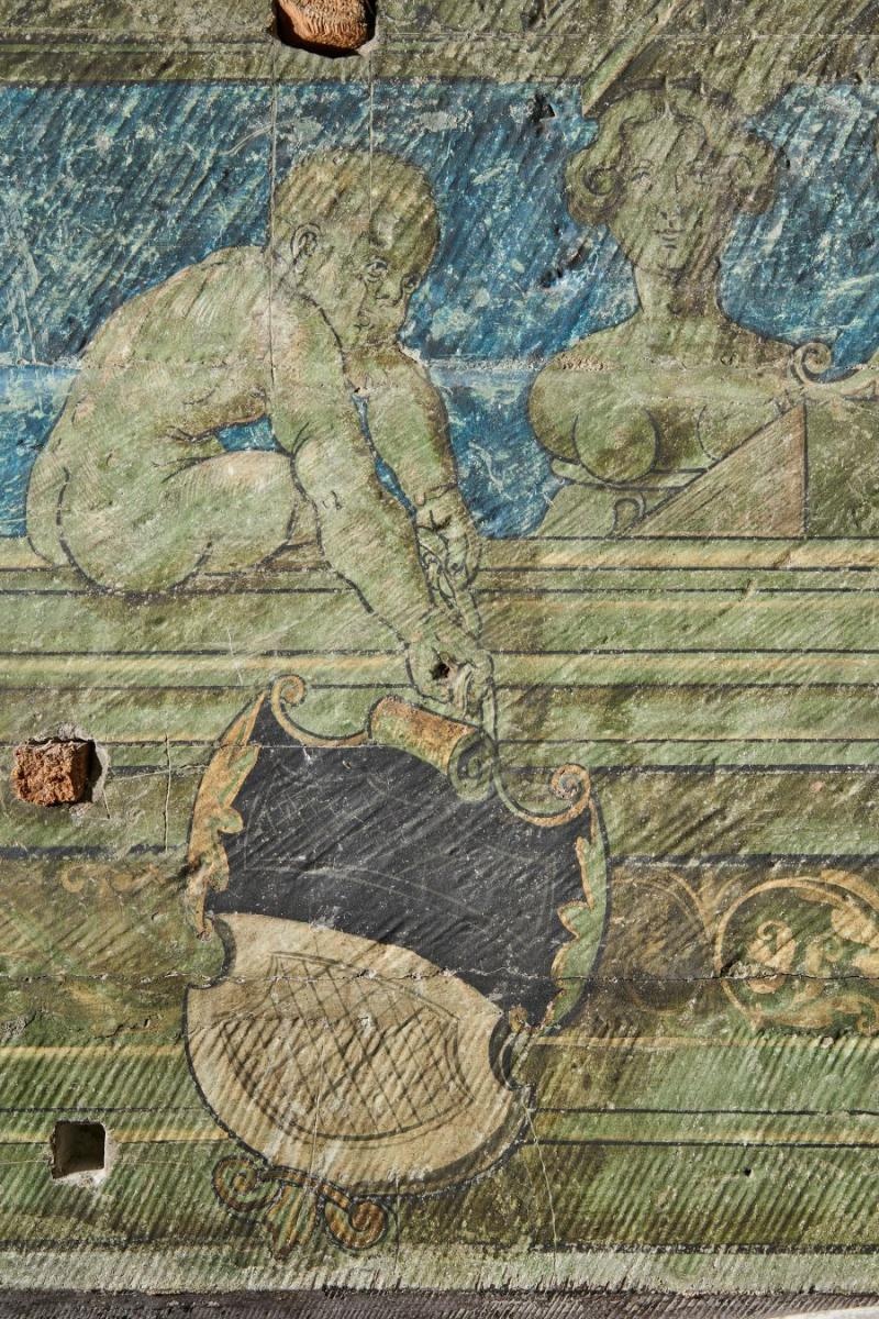 détails d'une fresque, rénovation de l'hôtel cantonal