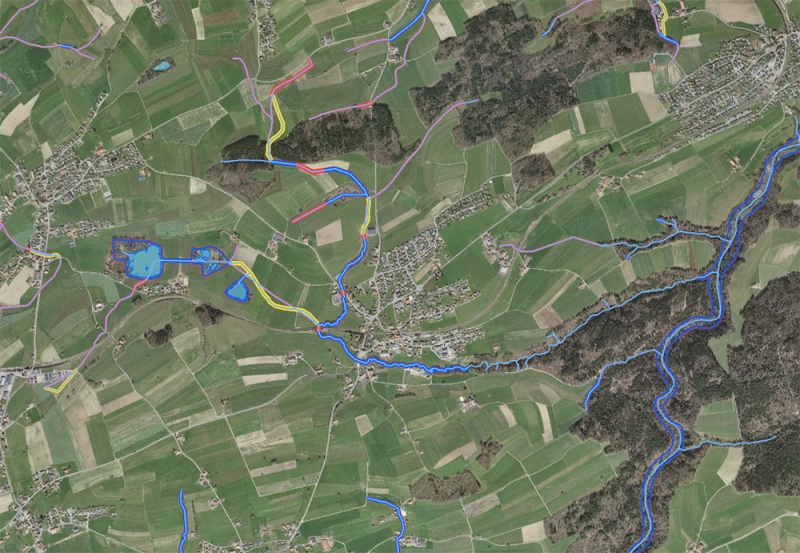 Abgrenzung des Gewässerraums auf den Online-Karten