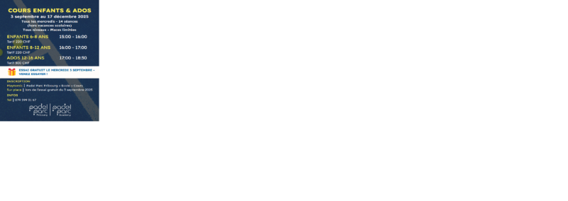 Padel parc, cours pour enfants et ados ! 