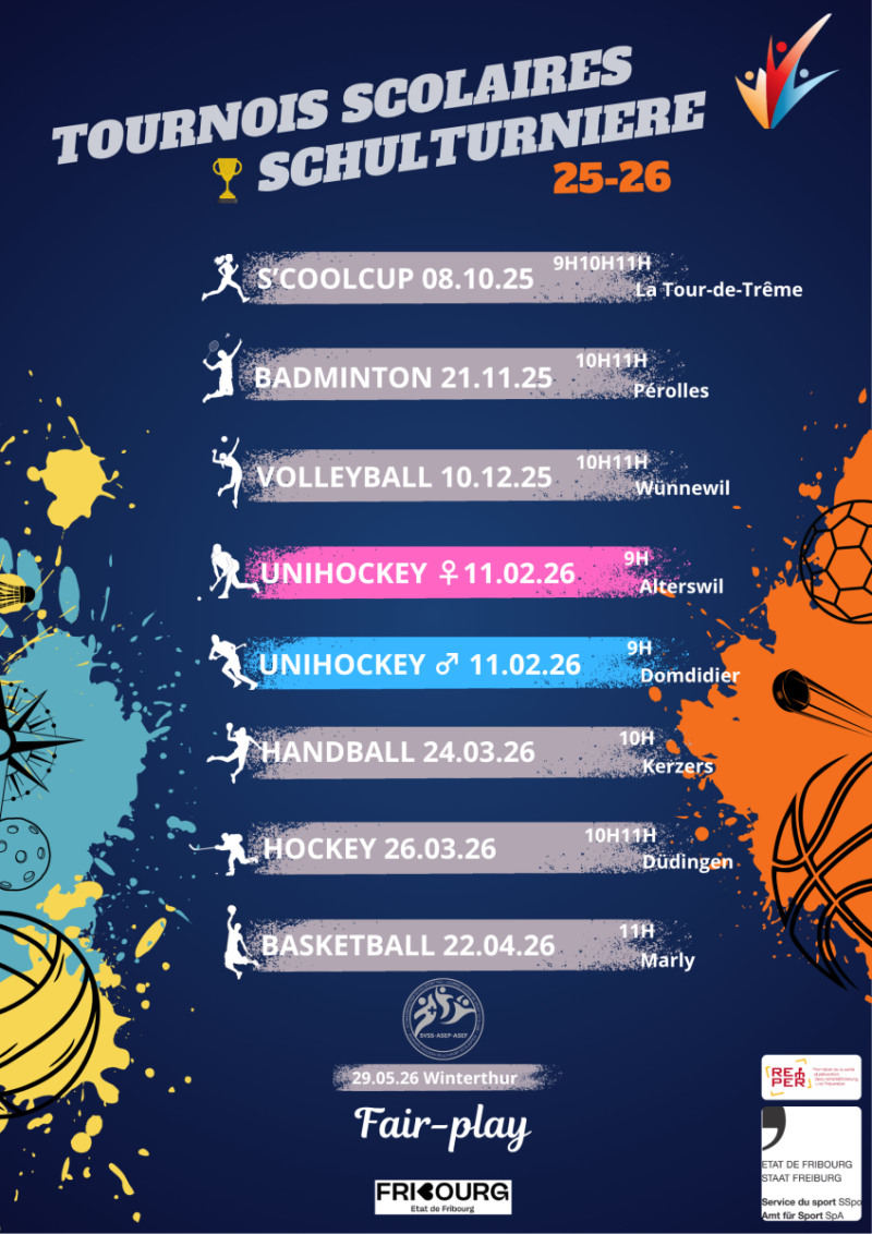 Calendrier tournois 25-26