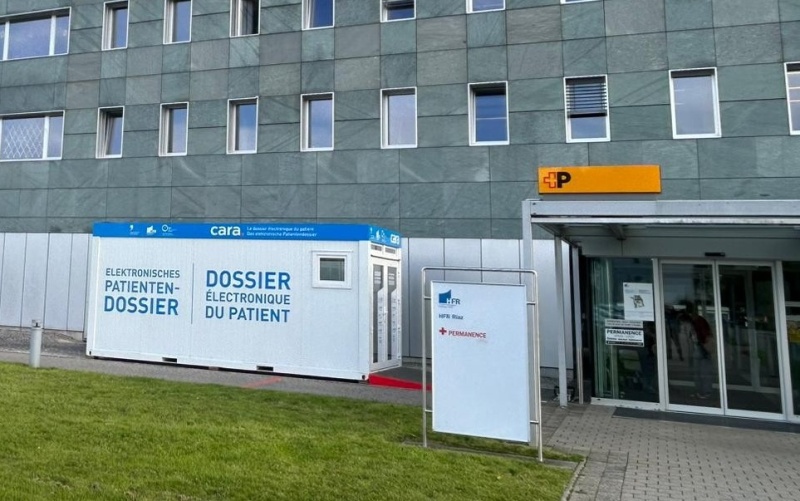 Schalter zur Eröffnung von elektronischen Patientendossiers (EPD) am HFR Standort Riaz
