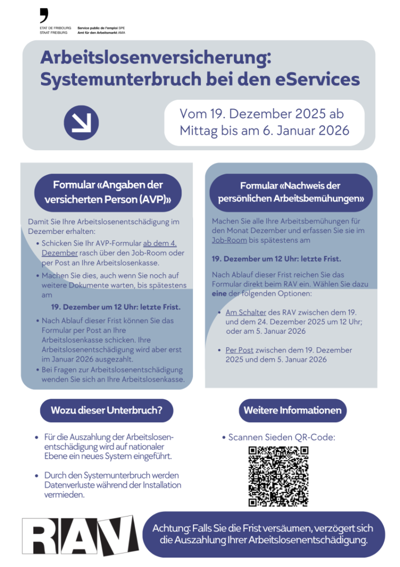 Arbeitslosenversicherung: Systemunterbruch bei den eServices