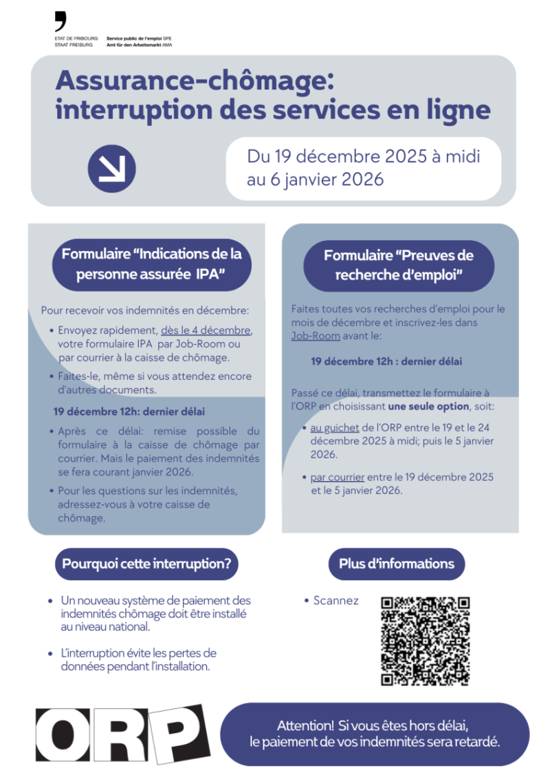 Assurance-chômage: interruption des services en ligne