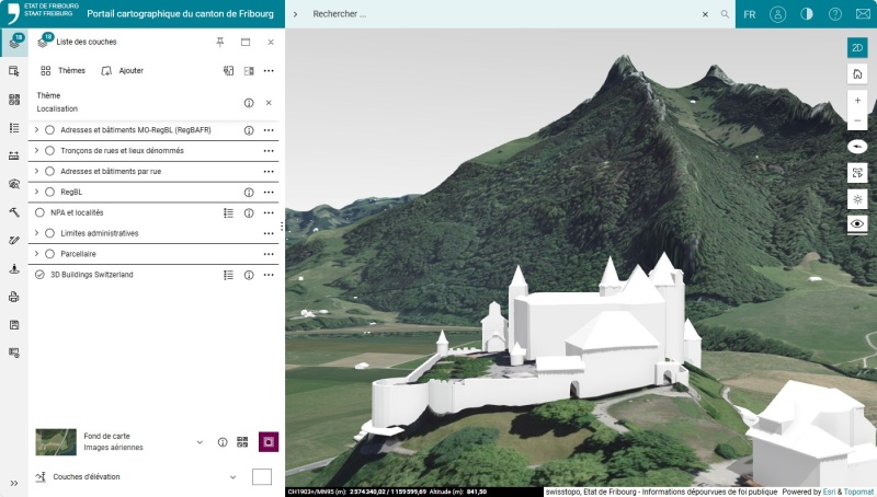 maps.fr.ch, le Château de Gruyères en 3D